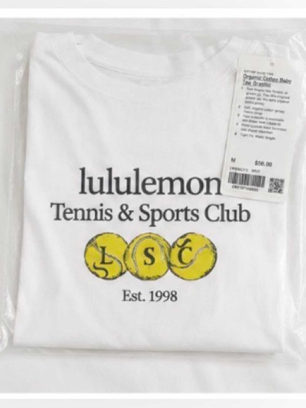 lululemon athletica White Tee with Yellow Tennis Ball Graphic